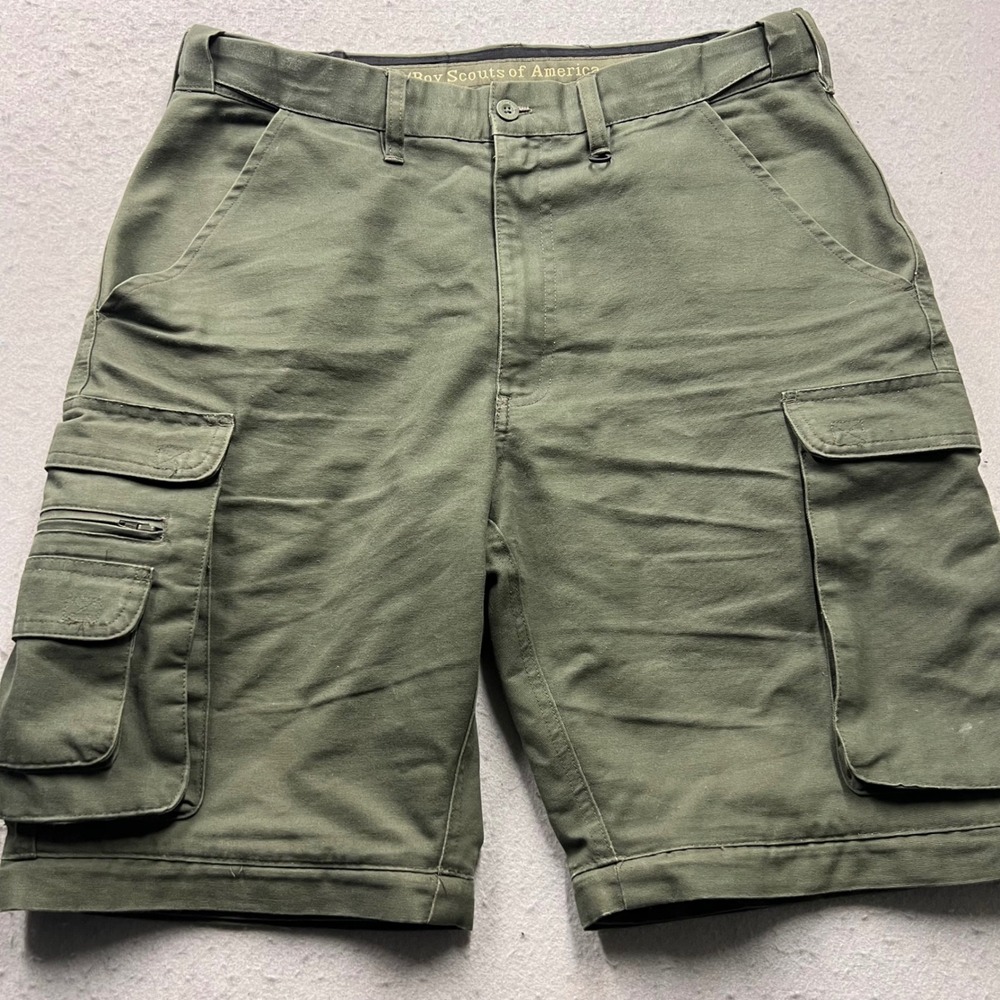 Boy Scouts of America Men Cargo Shorts Olive Green Utility Outdoor Heavy Size 32